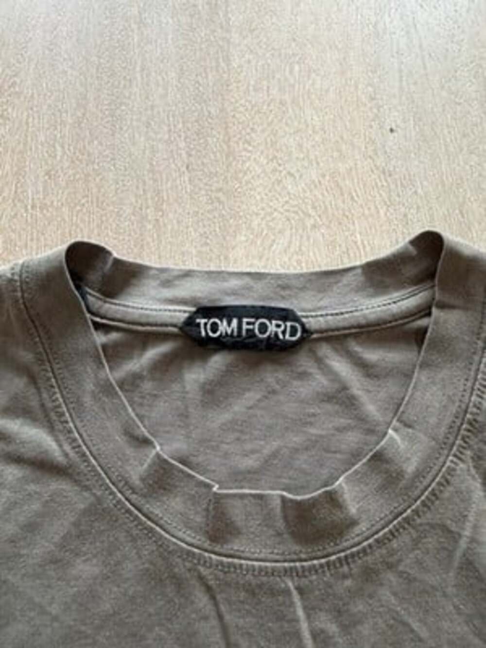 TOM FORD Lyocell-Cotton Crewneck T-Shirt in Taupe/Green Size 48 or US Medium - Picture 8 of 11